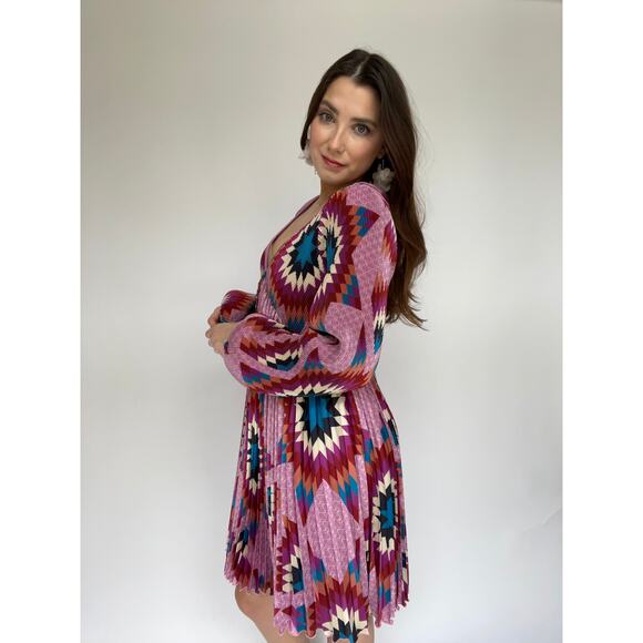 Vibrant Pink Patterned Mini Dress - Picture 4 of 11